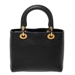 مملوكة مسبقًا Dior Black Leather Judgement Handpainted Lady Dior Tote