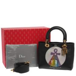 مملوكة مسبقًا Dior Black Leather Judgement Handpainted Lady Dior Tote