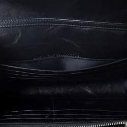 Pre Owned محفظة ديور ديوراما جلد أسود لامع بسلسلة