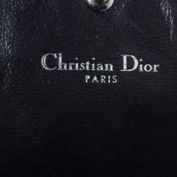 Pre Owned محفظة ديور ديوراما جلد أسود لامع بسلسلة