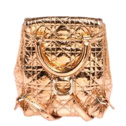 Dior Metallic Peach Cannage Patent Leather Stardust Backpack