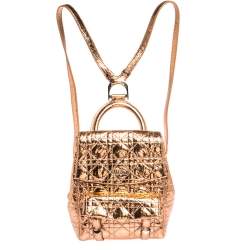 Dior Metallic Peach Cannage Patent Leather Stardust Backpack