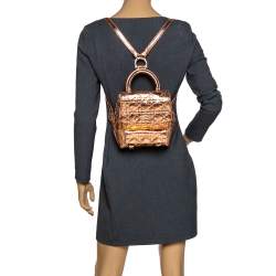 Dior Metallic Peach Cannage Patent Leather Stardust Backpack