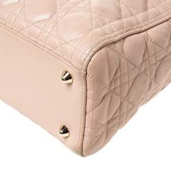 مملوكة مسبقًا Dior Nude Beige Cannage Leather Large Lady Dior Tote