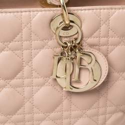 مملوكة مسبقًا Dior Nude Beige Cannage Leather Large Lady Dior Tote