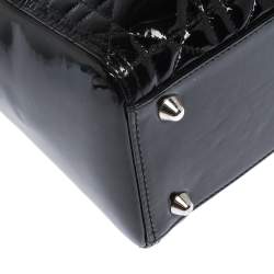 Pre Owned حقيبة يد ديور ليدي ديور كبيرة جلد لامع كاناج أسود