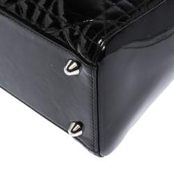 Pre Owned حقيبة يد ديور ليدي ديور كبيرة جلد لامع كاناج أسود