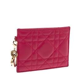 مملوكة مسبقًا Dior Pink Cannage Leather Lady Dior Card Holder
