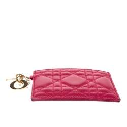 مملوكة مسبقًا Dior Pink Cannage Leather Lady Dior Card Holder