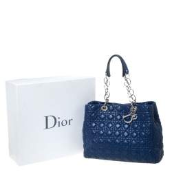 Pre Owned Dior Blue Cannage Leather Soft Lady Dior Shopper Tote