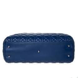 Pre Owned Dior Blue Cannage Leather Soft Lady Dior Shopper Tote