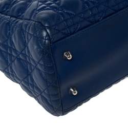 Pre Owned Dior Blue Cannage Leather Soft Lady Dior Shopper Tote