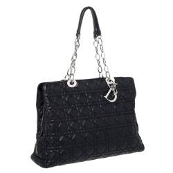 مملوكة مسبقًا Dior Black Cannage Soft Leather Zipped Shopping Tote