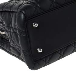 مملوكة مسبقًا Dior Black Cannage Soft Leather Zipped Shopping Tote