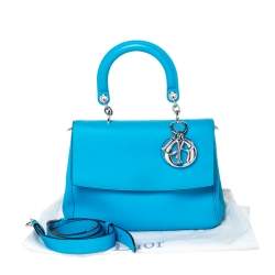 Pre Owned Dior Light Blue Leather Small Be Dior Flap Top Handle Bag