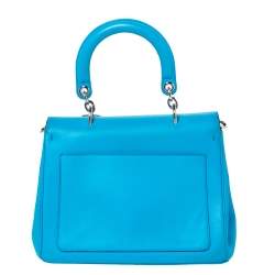 Pre Owned Dior Light Blue Leather Small Be Dior Flap Top Handle Bag