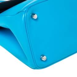 Pre Owned Dior Light Blue Leather Small Be Dior Flap Top Handle Bag