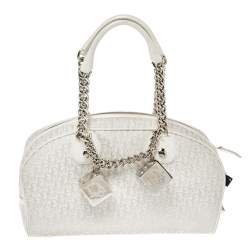 Dior White Oblique Canvas and Leather Gambler Dice Bag Dior