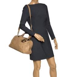 مملوكة مسبقًا Dior Beige Cannage Quilted Leather Granville Polochon Satchel