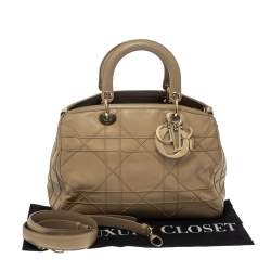 مملوكة مسبقًا Dior Beige Cannage Quilted Leather Granville Polochon Satchel