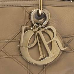 مملوكة مسبقًا Dior Beige Cannage Quilted Leather Granville Polochon Satchel