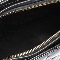 Pre Owned حقيبة يد ديور "ليدي ديور" كبيرة جلد لامع كاناج أسود