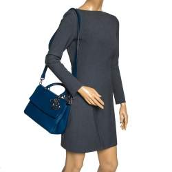 Pre Owned Dior Blue Leather Small Be Dior Flap Top Handle Bag