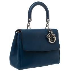 Pre Owned Dior Blue Leather Small Be Dior Flap Top Handle Bag