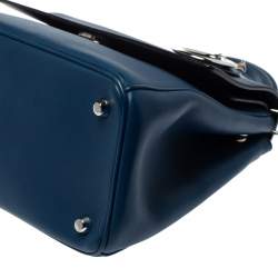 Pre Owned Dior Blue Leather Small Be Dior Flap Top Handle Bag