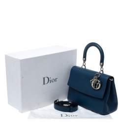 Pre Owned Dior Blue Leather Small Be Dior Flap Top Handle Bag