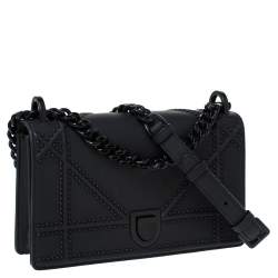 Pre Owned Dior Black Ultra Matte Leather Small Diorama Shoulder Bag