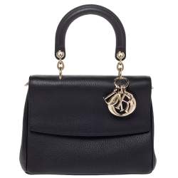 Pre Owned Dior Black Leather Small Be Dior Flap Top Handle Bag