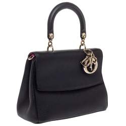 Pre Owned Dior Black Leather Small Be Dior Flap Top Handle Bag