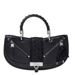 Pre Owned Dior Black Leather Admit It Top Handle Bag