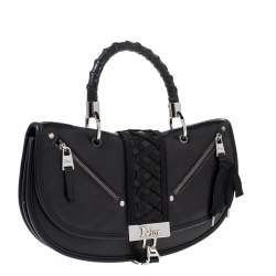 Pre Owned Dior Black Leather Admit It Top Handle Bag