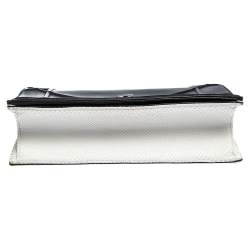 Pre Owned حقيبة كتف ديور ديورما كبيرة جلد ثعبان وجلد بيضاء / سوداء  