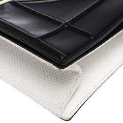 Pre Owned حقيبة كتف ديور ديورما كبيرة جلد ثعبان وجلد بيضاء / سوداء  