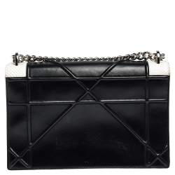 Pre Owned حقيبة كتف ديور ديورما كبيرة جلد ثعبان وجلد بيضاء / سوداء  