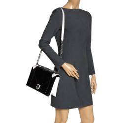 Pre Owned حقيبة كتف ديور ديورما كبيرة جلد ثعبان وجلد بيضاء / سوداء  