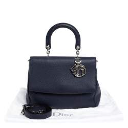 Pre Owned Dior Navy Blue Leather Large Be Dior Flap Top Handle Bag