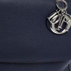 Pre Owned Dior Navy Blue Leather Large Be Dior Flap Top Handle Bag