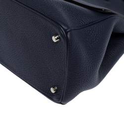 Pre Owned Dior Navy Blue Leather Large Be Dior Flap Top Handle Bag