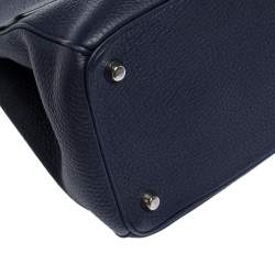 Pre Owned Dior Navy Blue Leather Large Be Dior Flap Top Handle Bag