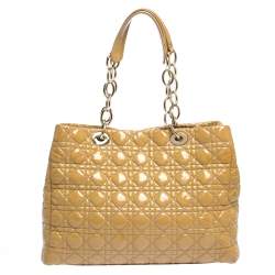 Pre Owned حقيبة يد ديور شوبر كبيرة جلد ناعم مبطن كاناج أحمر