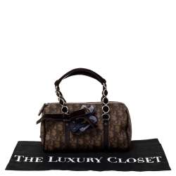 Pre Owned Dior Brown Oblique Print Coated Canvas and Velvet Romantique Satchel