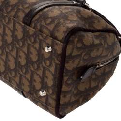 Pre Owned Dior Brown Oblique Print Coated Canvas and Velvet Romantique Satchel