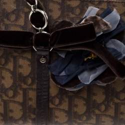 Pre Owned Dior Brown Oblique Print Coated Canvas and Velvet Romantique Satchel