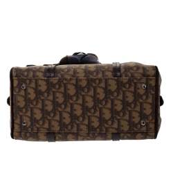 Pre Owned Dior Brown Oblique Print Coated Canvas and Velvet Romantique Satchel