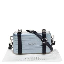 Pre Owned Christian Dior x Rimowa Two Tone Blue Aluminum and Leather Personal Clutch Bag