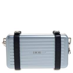 Pre Owned Christian Dior x Rimowa Two Tone Blue Aluminum and Leather Personal Clutch Bag